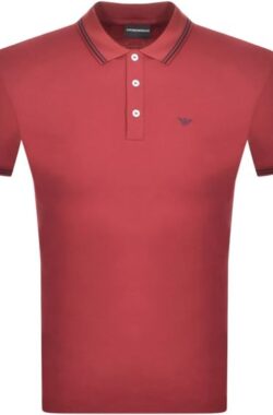 Emporio Armani Short Sleeved Polo T Shirt Burgundy