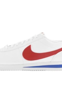 nike cortez trainer in white with red stripe