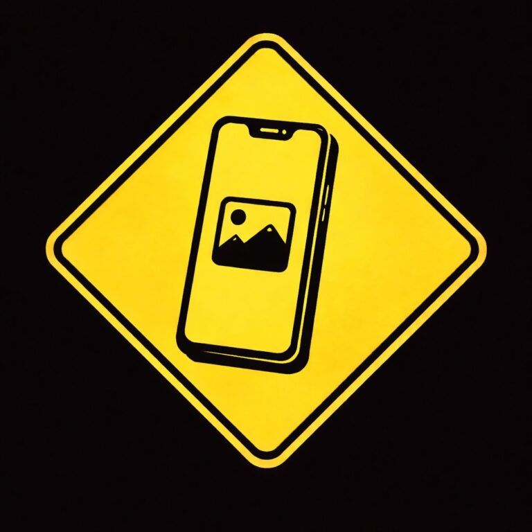 yelllow-roadsign-mobile-phone-image-on-screen