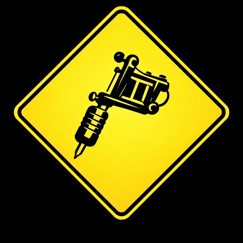 yellow-roadsign-tattoo-gun